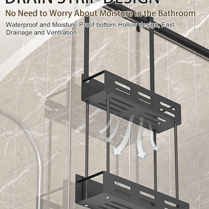 CARLA HOME Over the Door 2-tier Shower Caddy Organizer Shelf with Hooks for Bathroom 5