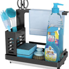 CARLA HOME Kitchen Sink Caddy Organizer with Sponge, Soap & Brush Storage and Rag Rack, Drain Tray & Utensil Holder