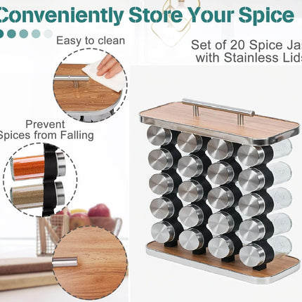 CARLA HOME 20-Jar Spice Rack Organizer Storage for Kitchen Countertop or Cabinet 4