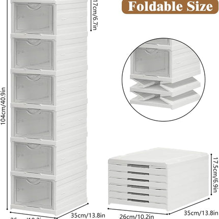 CARLA HOME 6-Tier Stackable Shoe Storage Box Organizer with Clear Door for Closet, Entryway or Cabinet 2