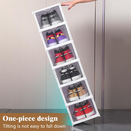 CARLA HOME 6-Tier Stackable Shoe Storage Box Organizer with Clear Door for Closet, Entryway or Cabinet 6