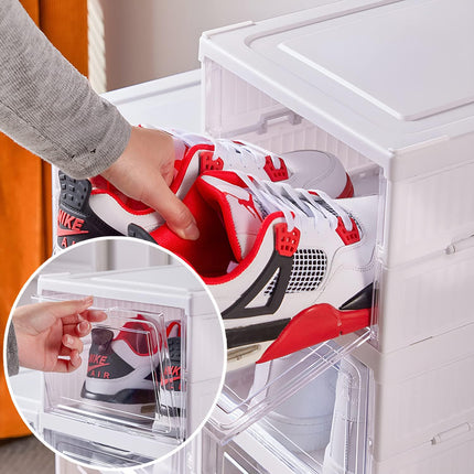CARLA HOME 6-Tier Stackable Shoe Storage Box Organizer with Clear Door for Closet, Entryway or Cabinet 8