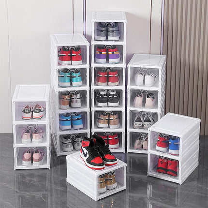 CARLA HOME 6-Tier Stackable Shoe Storage Box Organizer with Clear Door for Closet, Entryway or Cabinet 10