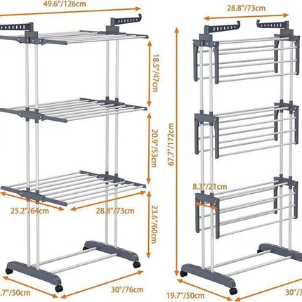 CARLA HOME Folding Clothes Drying Rack with Wheels and Adjustable Side Wings for Laundry Rack and Clothes Storage (Upgraded Model) 2
