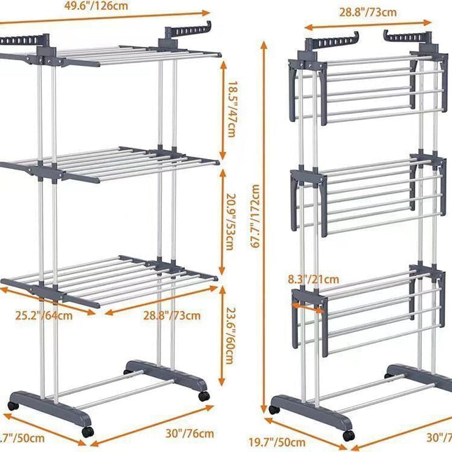 CARLA HOME Folding Clothes Drying Rack with Wheels and Adjustable Side Wings for Laundry Rack and Clothes Storage (Upgraded Model) 2
