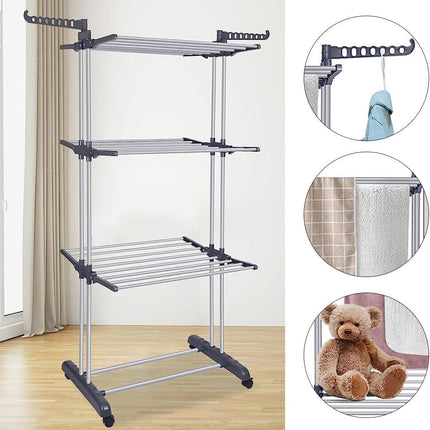 CARLA HOME Folding Clothes Drying Rack with Wheels and Adjustable Side Wings for Laundry Rack and Clothes Storage (Upgraded Model) 5