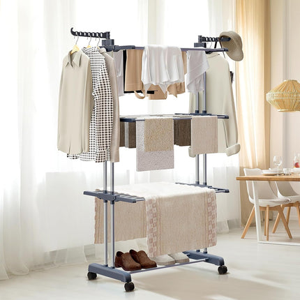 CARLA HOME Folding Clothes Drying Rack with Wheels and Adjustable Side Wings for Laundry Rack and Clothes Storage (Upgraded Model) 9
