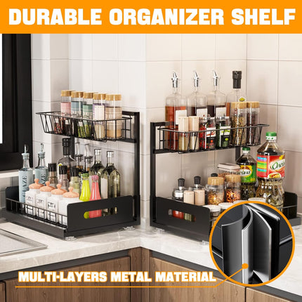 CARLA HOME 2 Pack Under Sink Organiser with Sliding Drawers for Kitchen & Bathroom 2
