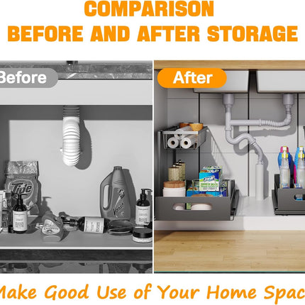 CARLA HOME 2 Pack Under Sink Organiser with Sliding Drawers for Kitchen & Bathroom 5