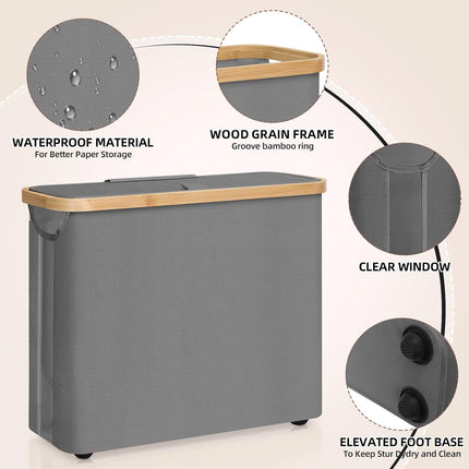 CARLA HOME 2 pack Toilet Paper Storage Basket Holds Up to 12 Rolls with Bamboo Lid and Handle for RV Closet (Grey) 4