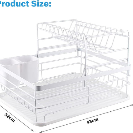 CARLA HOME 2-Tier Dish Drying Rack for Kitchen Counter with Removable Drip Tray, Utensil Holder and Cutlery Organizer 2