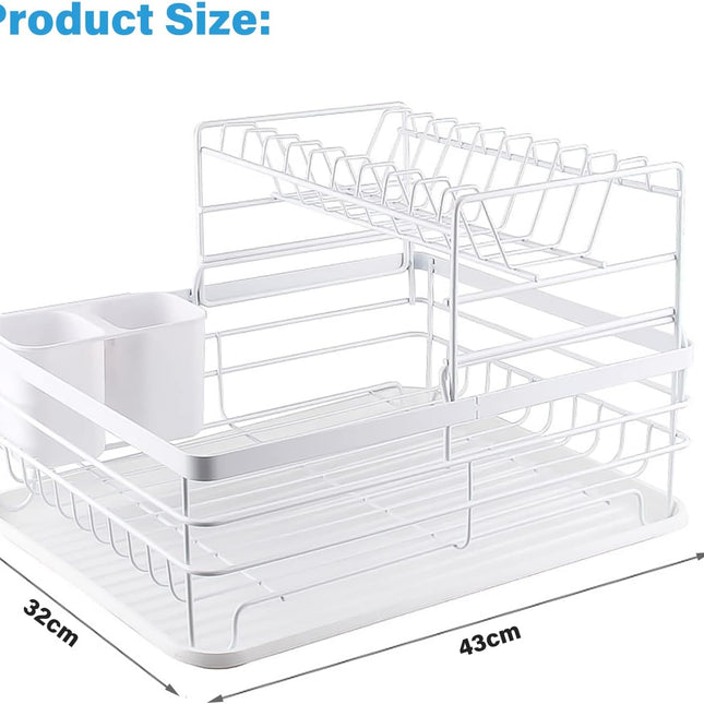 CARLA HOME 2-Tier Dish Drying Rack for Kitchen Counter with Removable Drip Tray, Utensil Holder and Cutlery Organizer 2