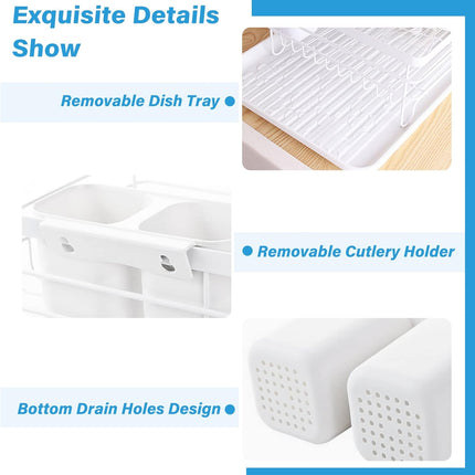 CARLA HOME 2-Tier Dish Drying Rack for Kitchen Counter with Removable Drip Tray, Utensil Holder and Cutlery Organizer 7
