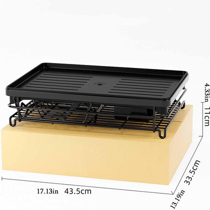 CARLA HOME 2-Tier Dish Drying Rack for Kitchen Counter with Drainboard, Utensil Holder, Cup Rack & Cutlery Organizer 8