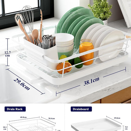 CARLA HOME Dish Drying Rack for Kitchen Counter with Removable Drip Tray, Utensil Holder and Cutlery Organizer 2