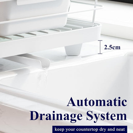 CARLA HOME Dish Drying Rack for Kitchen Counter with Removable Drip Tray, Utensil Holder and Cutlery Organizer 5