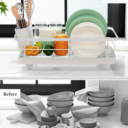 CARLA HOME Dish Drying Rack for Kitchen Counter with Removable Drip Tray, Utensil Holder and Cutlery Organizer 6