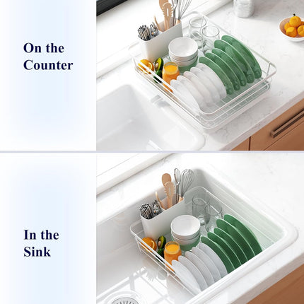 CARLA HOME Dish Drying Rack for Kitchen Counter with Removable Drip Tray, Utensil Holder and Cutlery Organizer 7