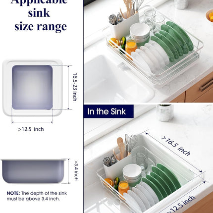 CARLA HOME Dish Drying Rack for Kitchen Counter with Removable Drip Tray, Utensil Holder and Cutlery Organizer 8