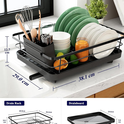 CARLA HOME Dish Drying Rack for Kitchen Counter with Removable Drip Tray, Utensil Holder and Cutlery Organizer 2