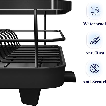 CARLA HOME Dish Drying Rack for Kitchen Counter with Removable Drip Tray, Utensil Holder and Cutlery Organizer 6
