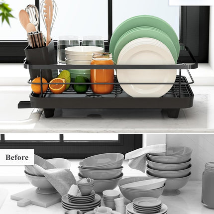 CARLA HOME Dish Drying Rack for Kitchen Counter with Removable Drip Tray, Utensil Holder and Cutlery Organizer 8