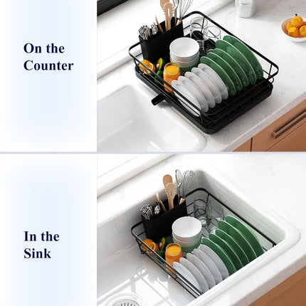 CARLA HOME Dish Drying Rack for Kitchen Counter with Removable Drip Tray, Utensil Holder and Cutlery Organizer 9
