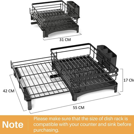 CARLA HOME Expandable Dish Drying Rack with Drainage Spout, Utensil Holder & Drainboardfor Kitchen Countertop Organizer (1 tier) 2