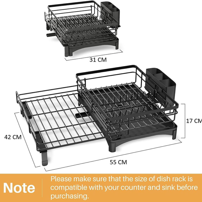 CARLA HOME Expandable Dish Drying Rack with Drainage Spout, Utensil Holder & Drainboardfor Kitchen Countertop Organizer (1 tier) 2