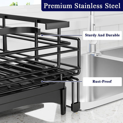 CARLA HOME Expandable Dish Drying Rack with Drainage Spout, Utensil Holder & Drainboardfor Kitchen Countertop Organizer (1 tier) 7