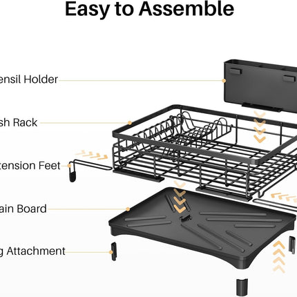 CARLA HOME Expandable Dish Drying Rack with Drainage Spout, Utensil Holder & Drainboardfor Kitchen Countertop Organizer (1 tier) 9