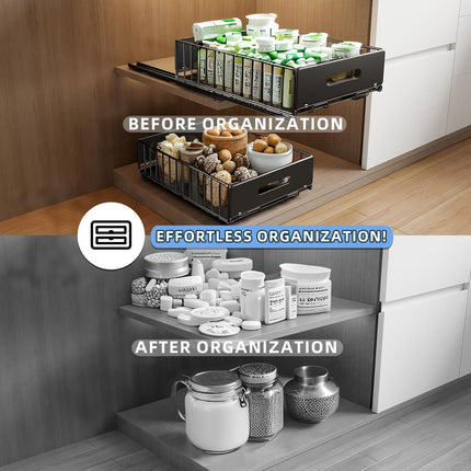 CARLA HOME 2 Pack Pullout Cabinet Kitchen Organizer Drawers with No-Drilling and Adhesive Design for Pantry & Cabinets 4