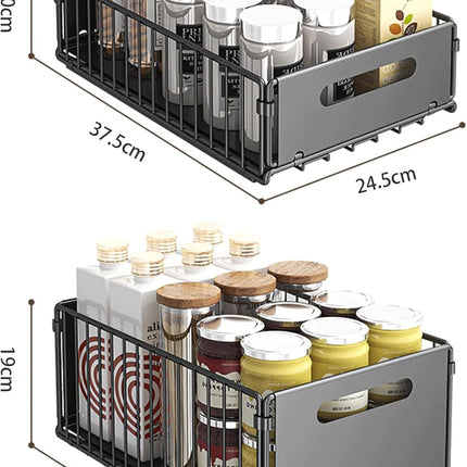 CARLA HOME 2 Pack Pullout Cabinet Kitchen Organizer Drawers with No-Drilling and Adhesive Design for Pantry & Cabinets 7