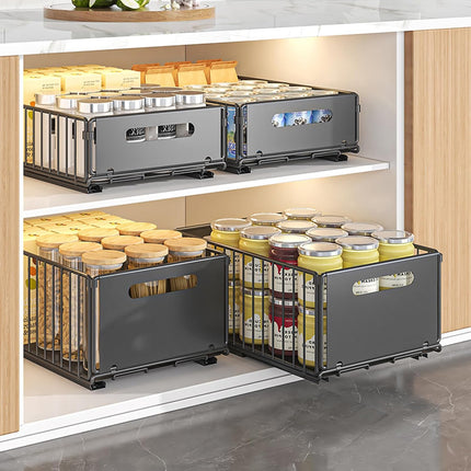 CARLA HOME 2 Pack Pullout Cabinet Kitchen Organizer Drawers with No-Drilling and Adhesive Design for Pantry & Cabinets 8