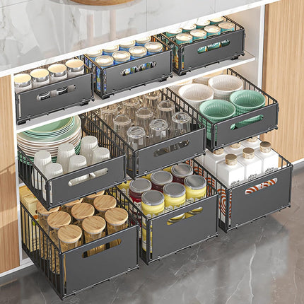 CARLA HOME 2 Pack Pullout Cabinet Kitchen Organizer Drawers with No-Drilling and Adhesive Design for Pantry & Cabinets 9