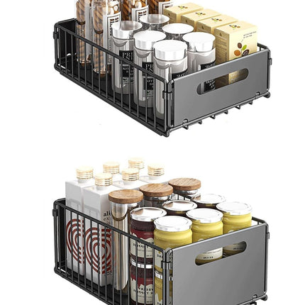 CARLA HOME 2 Pack Pullout Cabinet Kitchen Organizer Drawers with No-Drilling and Adhesive Design for Pantry & Cabinets 10