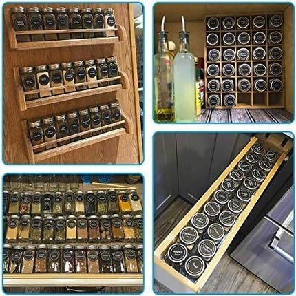 CARLA HOME 24 Glass Spice Jars with Lids, Shaker Tops, 180 Spice Labels, White Pen & Funnel for Kitchen Organization, Spice Rack, Seasoning & Herb Storage 7