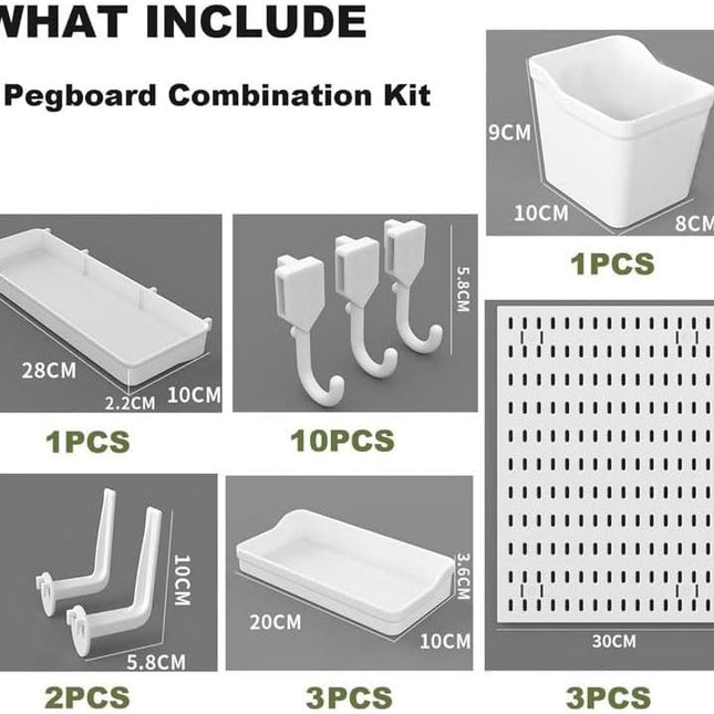 CARLA HOME Pegboard Wall Organizer Kit with 3 Modular Panels & 17 Accessories for Office, Gaming & Craft Storage 2