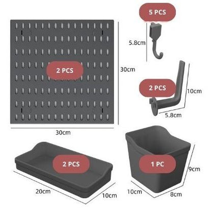 CARLA HOME Pegboard Wall Organizer Kit – 2 Black Modular Pegboards with 10 Accessories for Office, Gaming & Home Storage 3