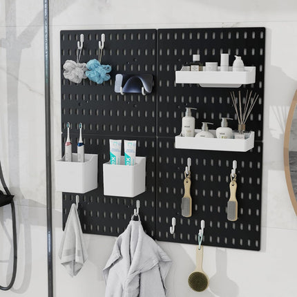 CARLA HOME Pegboard Wall Organizer Kit – 2 Black Modular Pegboards with 10 Accessories for Office, Gaming & Home Storage 5
