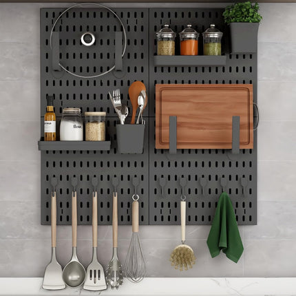 CARLA HOME Pegboard Wall Organizer Kit – 2 Black Modular Pegboards with 10 Accessories for Office, Gaming & Home Storage 6