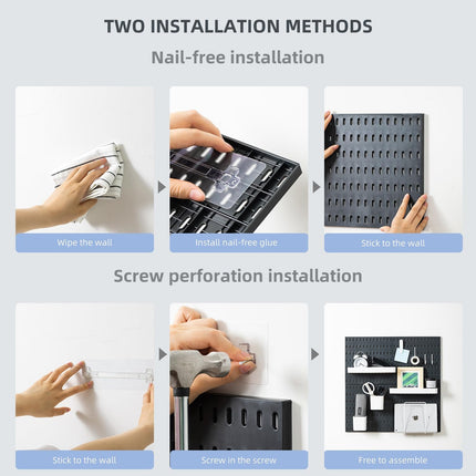 CARLA HOME Pegboard Wall Organizer Kit – 2 Black Modular Pegboards with 10 Accessories for Office, Gaming & Home Storage 8