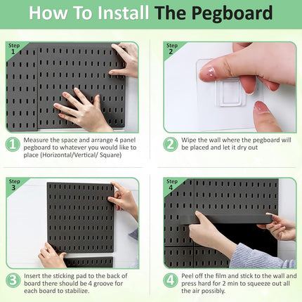 CARLA HOME Pegboard Wall Organizer Kit – 2 Black Modular Pegboards with 10 Accessories for Office, Gaming & Home Storage 10