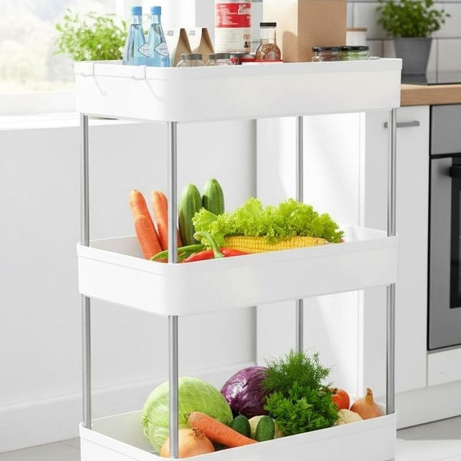 CARLA HOME Slim Storage Cart Organizer Trolley with Wheels for Kitchen, Bathroom, Laundry & Narrow Spaces (3 tier)