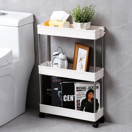 CARLA HOME Slim Storage Cart Organizer Trolley with Wheels for Kitchen, Bathroom, Laundry & Narrow Spaces (3 tier) 4