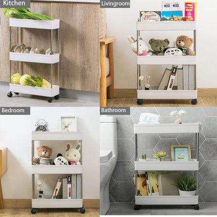 CARLA HOME Slim Storage Cart Organizer Trolley with Wheels for Kitchen, Bathroom, Laundry & Narrow Spaces (3 tier) 6