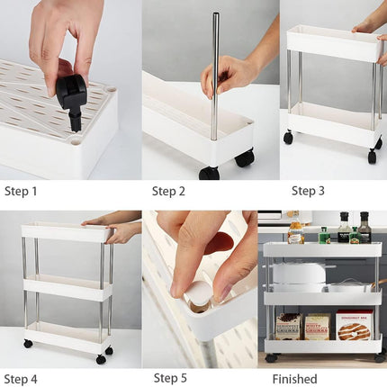 CARLA HOME Slim Storage Cart Organizer Trolley with Wheels for Kitchen, Bathroom, Laundry & Narrow Spaces (3 tier) 7
