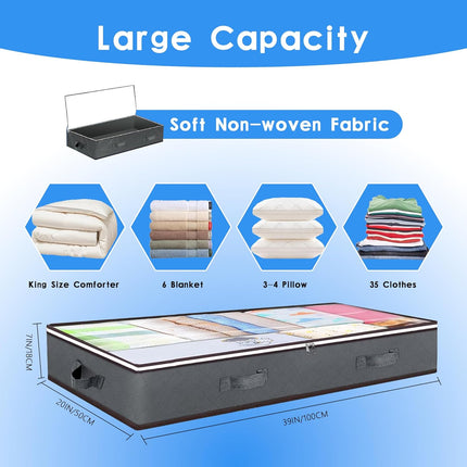 CARLA HOME 4 Pack Underbed Storage Bins with 90L Large Capacity Storage Containers for Comforters, Linen, Pillows, Toys, Towels, Blankets 2