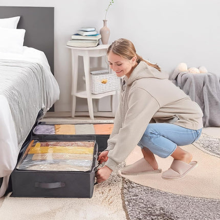 CARLA HOME 4 Pack Underbed Storage Bins with 90L Large Capacity Storage Containers for Comforters, Linen, Pillows, Toys, Towels, Blankets 8