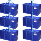 CARLA HOME 6-Pack Large Moving Storage Bags with Zippers & Handles with 95 Liters Capacity for Space Saving, Travel, Camping & Organization (Blue)